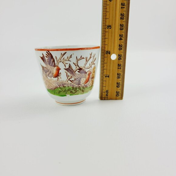 Antique Petrus Regout Demitasse Cup & Saucer Set Bird Design c. Late 1800s Dutch - Picture 10 of 15